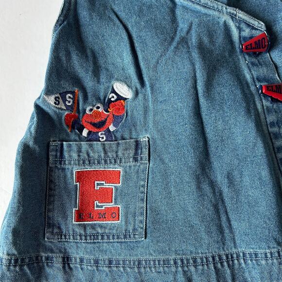 Sesame Street Elmo Vintage Girls Size 3T Denim Wrap Dress Cheer Pleated Y2K - Picture 2 of 7